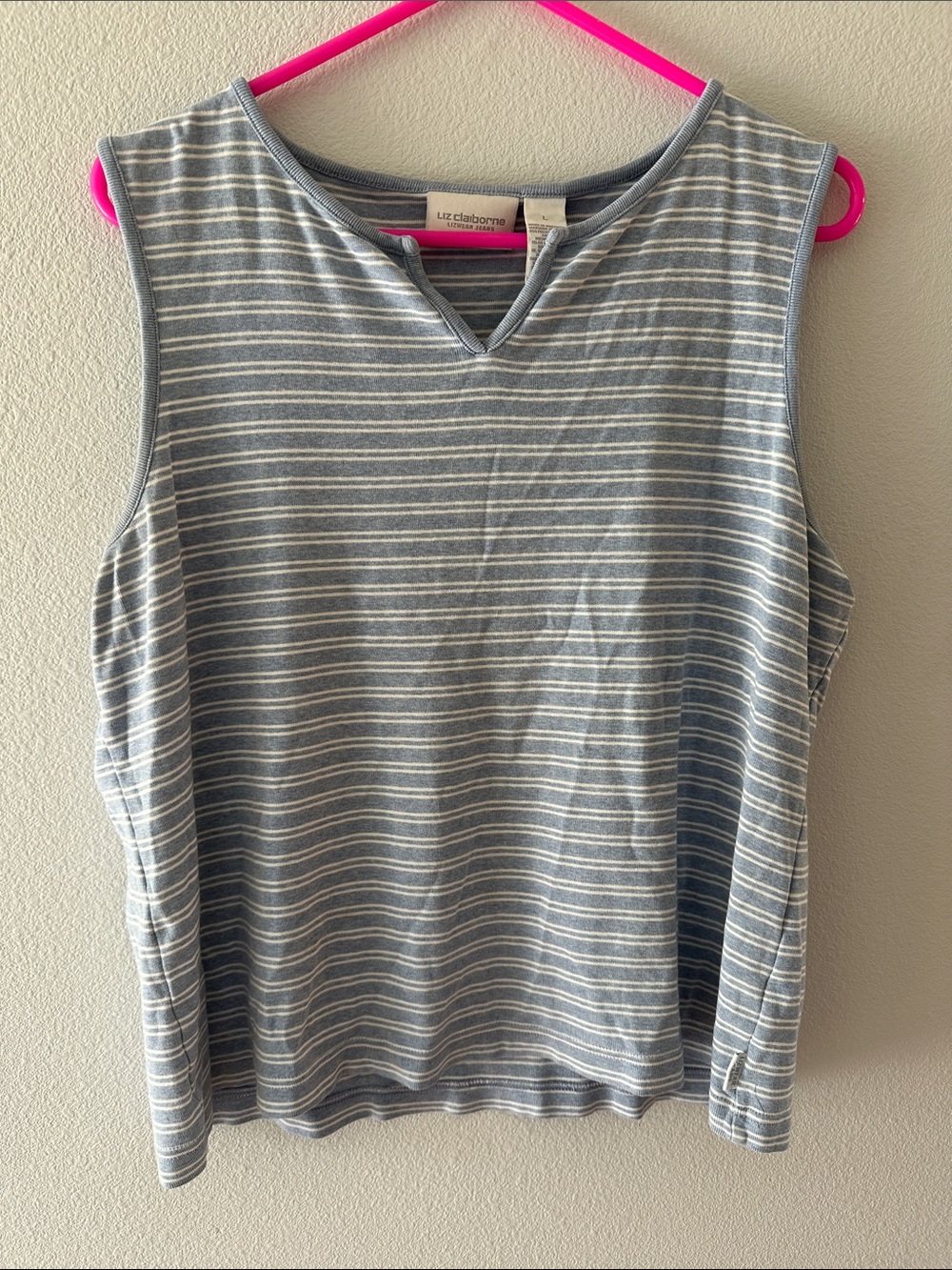 Liz Claiborne Women's Blue Striped Sleeveless Top
